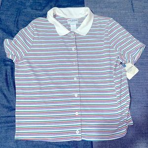 Arizona Striped Button Up Collar Crop Top